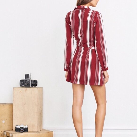 Lovers & Friends Beachwood Striped Maroon Top and Skirt Set Size M - Picture 3 of 6